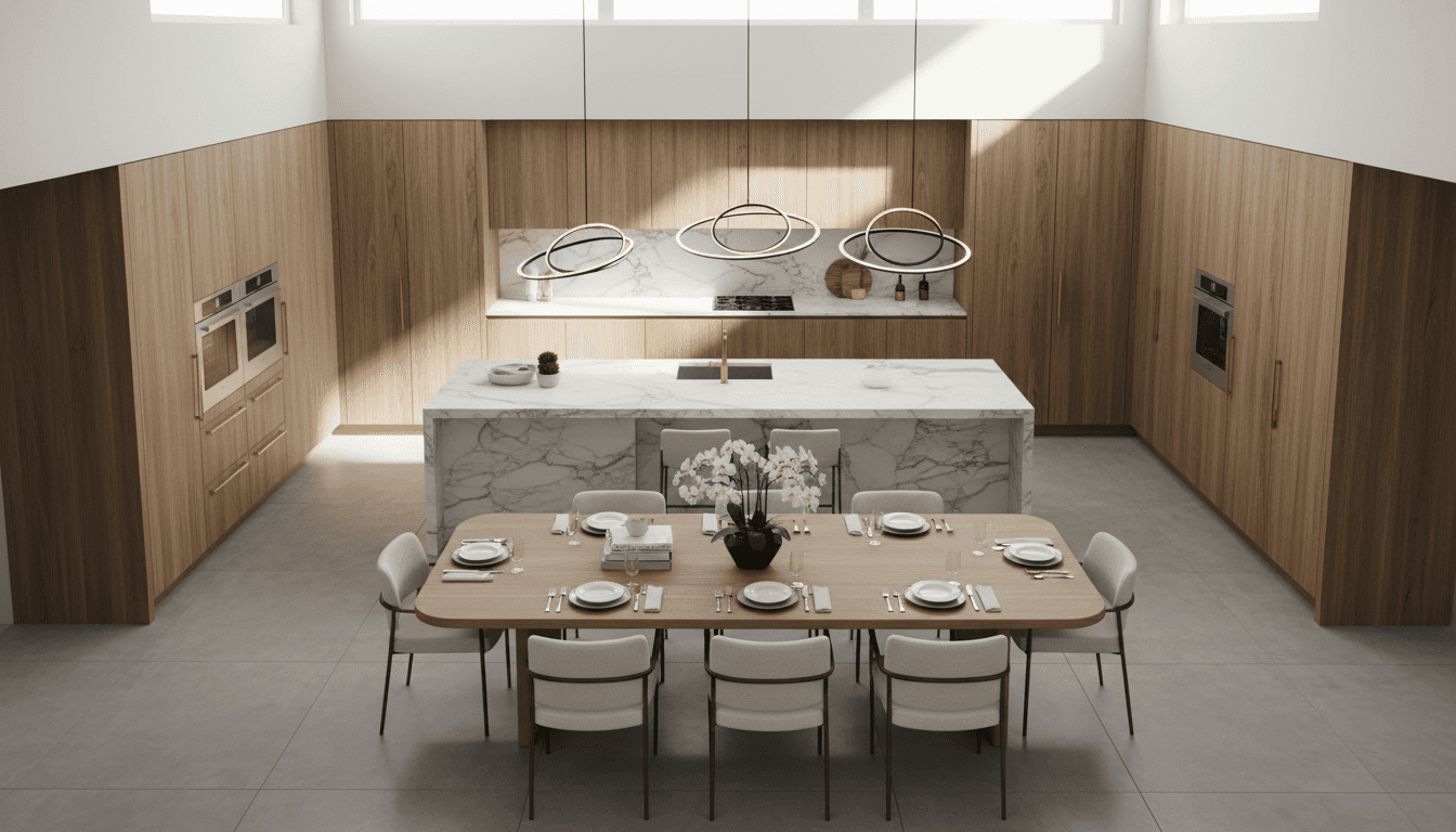 Cocina de lujo contemporánea con diseño minimalista y detalles arquitectónicos de alta gama
